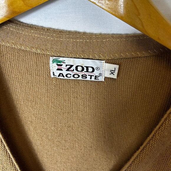 VTG 80s Izod Lacoste Men's Camel Tan Orlon Acrylic LS Cardigan Sweater Size XL - Picture 5 of 13